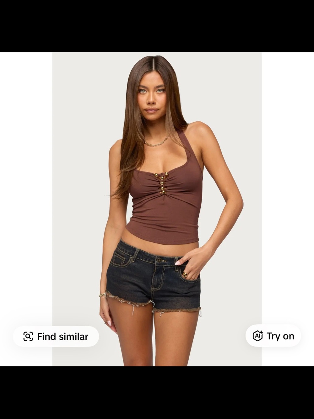 NEW WITH TAGS Edikted Chocolate Brown Ruched Front Tank Top
